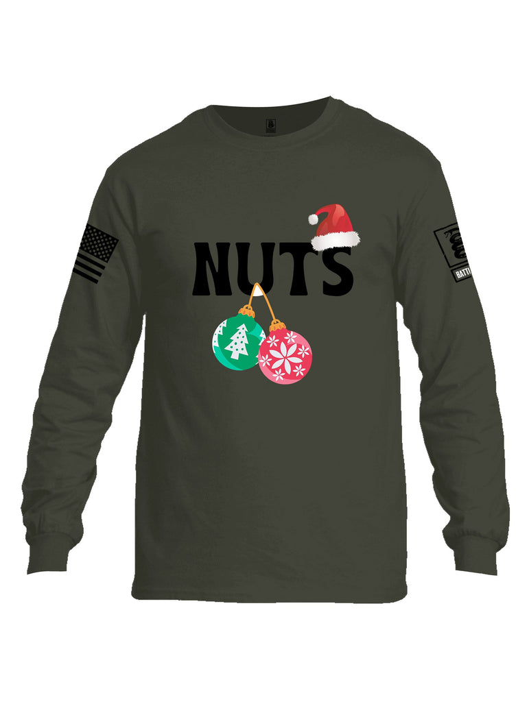 Battleraddle Nuts Christmas Black Sleeves Men Cotton Crew Neck Long Sleeve T Shirt