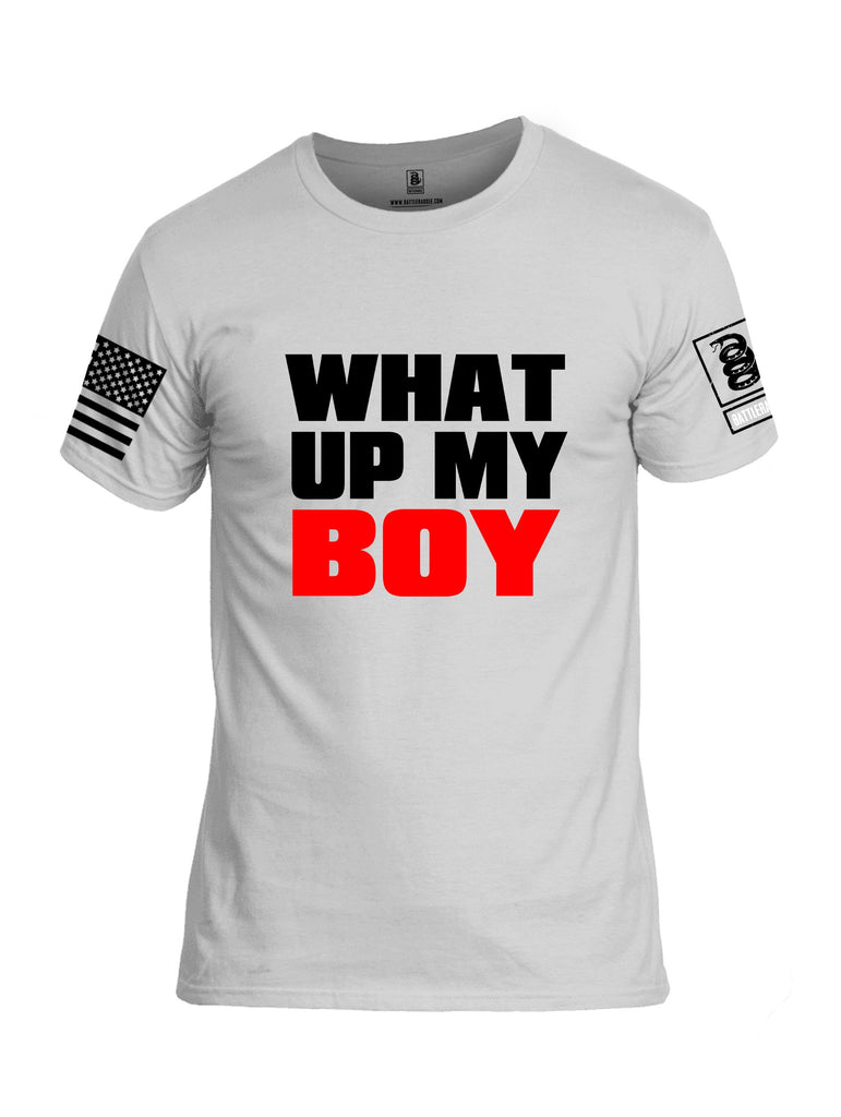 Battleraddle What Up My Boy  Black Sleeves Men Cotton Crew Neck T-Shirt