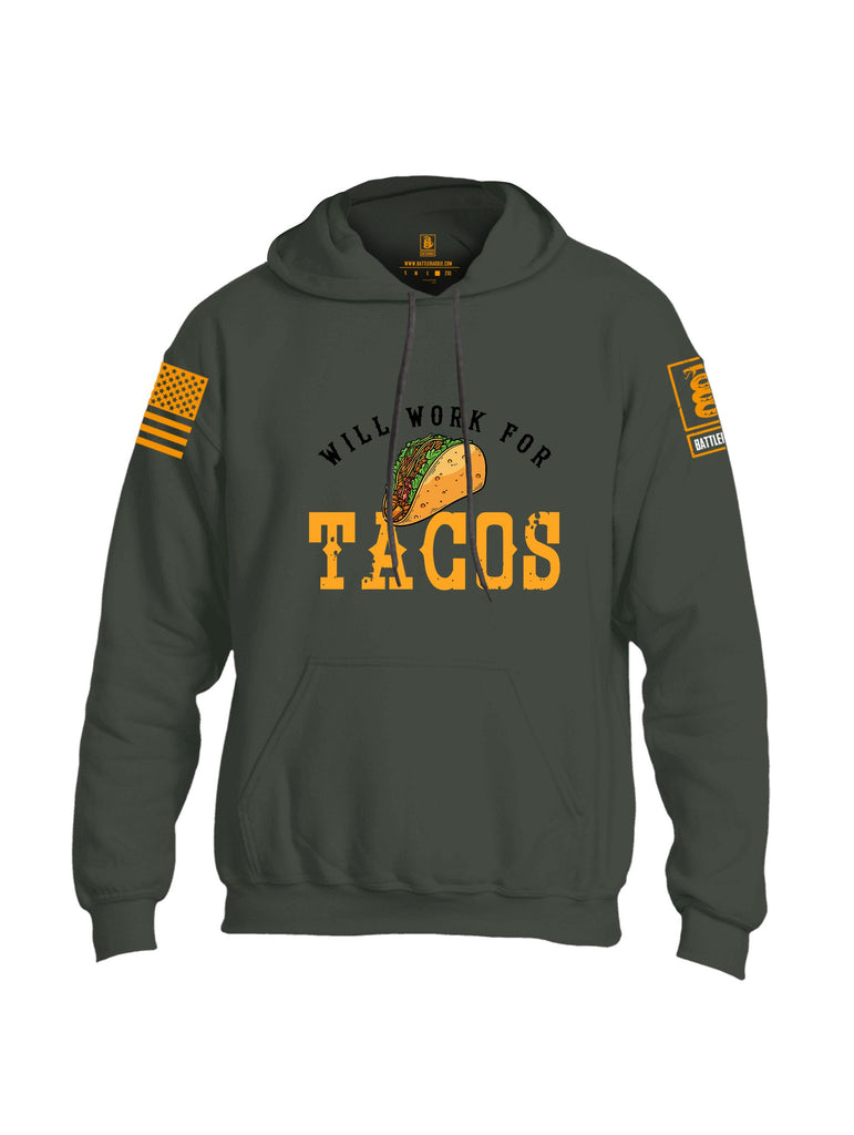Battleraddle Will Work For Tacos Orange Sleeves Uni Cotton Blended Hoodie With Pockets