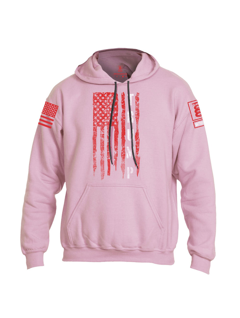 Battleraddle Trump Flag Red Sleeves Uni Cotton Blended Hoodie With Pockets