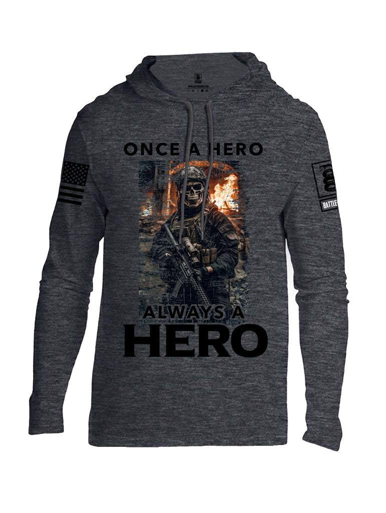 Battleraddle Once A Hero Always A Hero Black Sleeves Men Cotton Thin Cotton Lightweight Hoodie