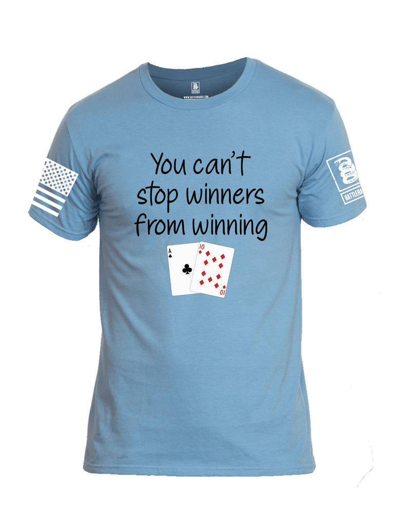Battleraddle You Can'T Stop Winners From Winning White Sleeves Men Cotton Crew Neck T-Shirt