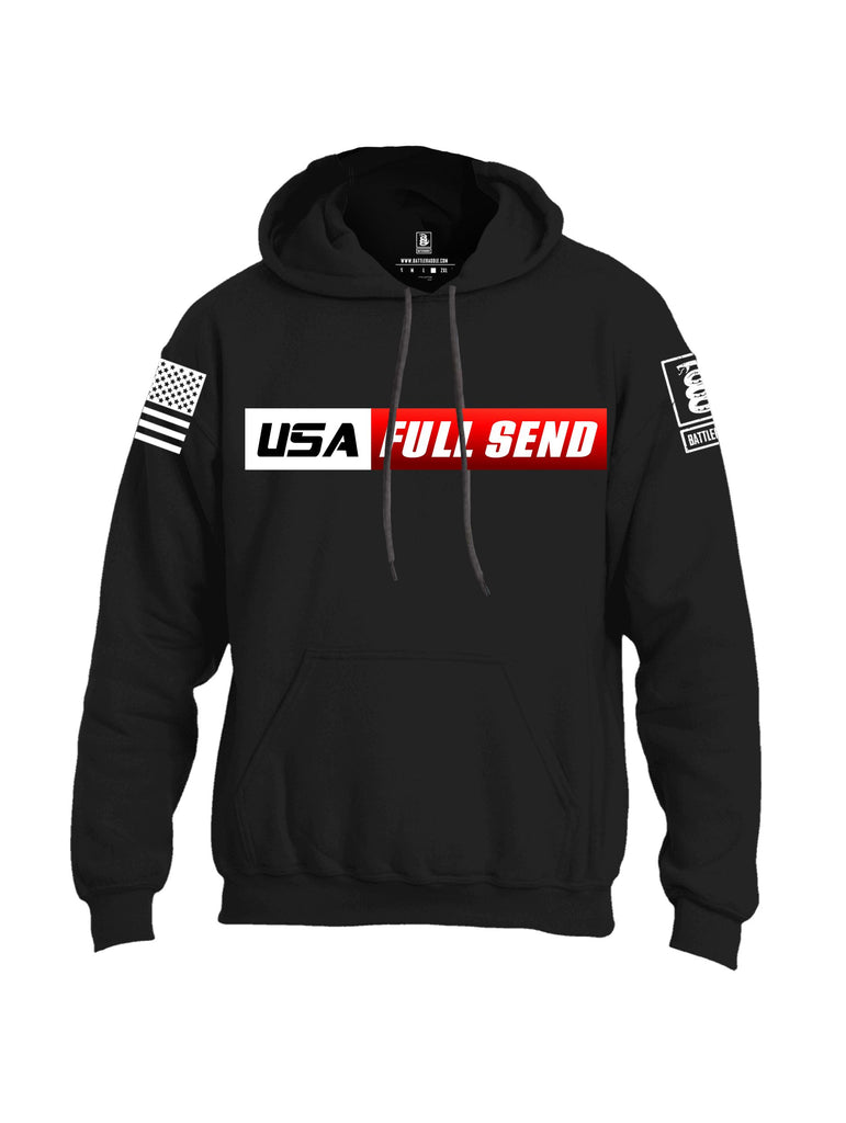 Battleraddle Usa Full Send White Sleeves Uni Cotton Blended Hoodie With Pockets