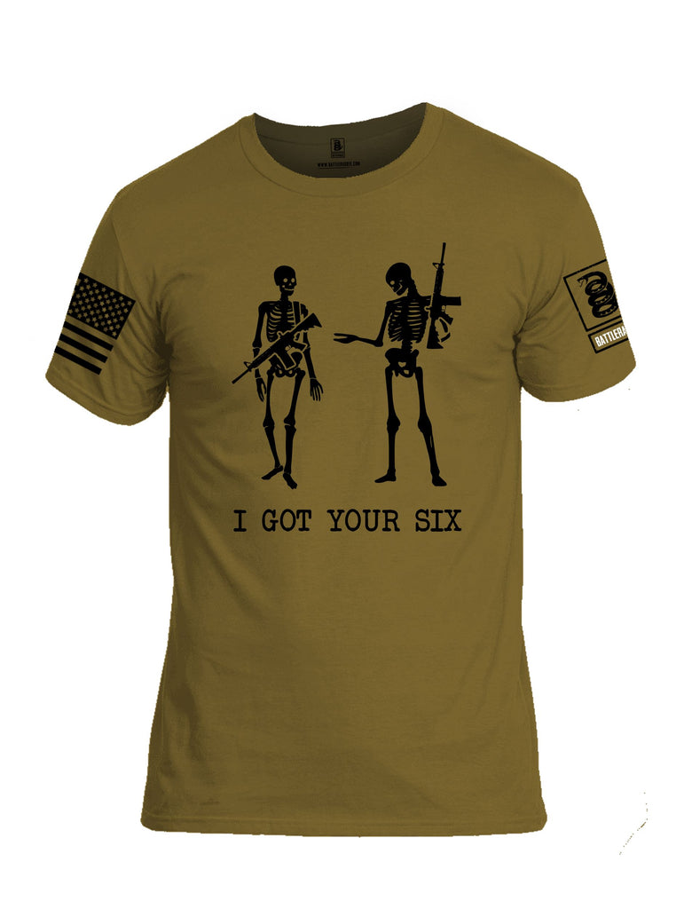 Battleraddle I Got Your Six Skeleton  Black Sleeves Men Cotton Crew Neck T-Shirt