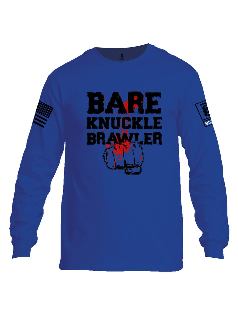 Battleraddle Bare Knuckle Brawler  Black Sleeves Men Cotton Crew Neck Long Sleeve T Shirt