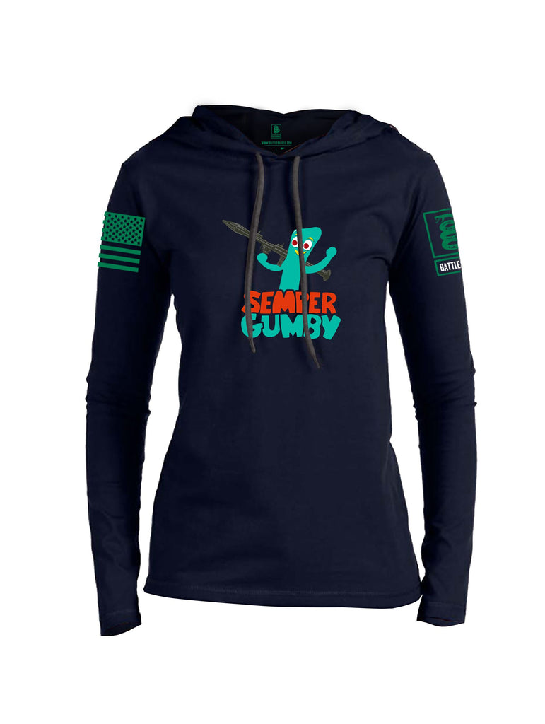 Battleraddle Semper Gumby Pearl Green Sleeves Women Cotton Thin Cotton Lightweight Hoodie