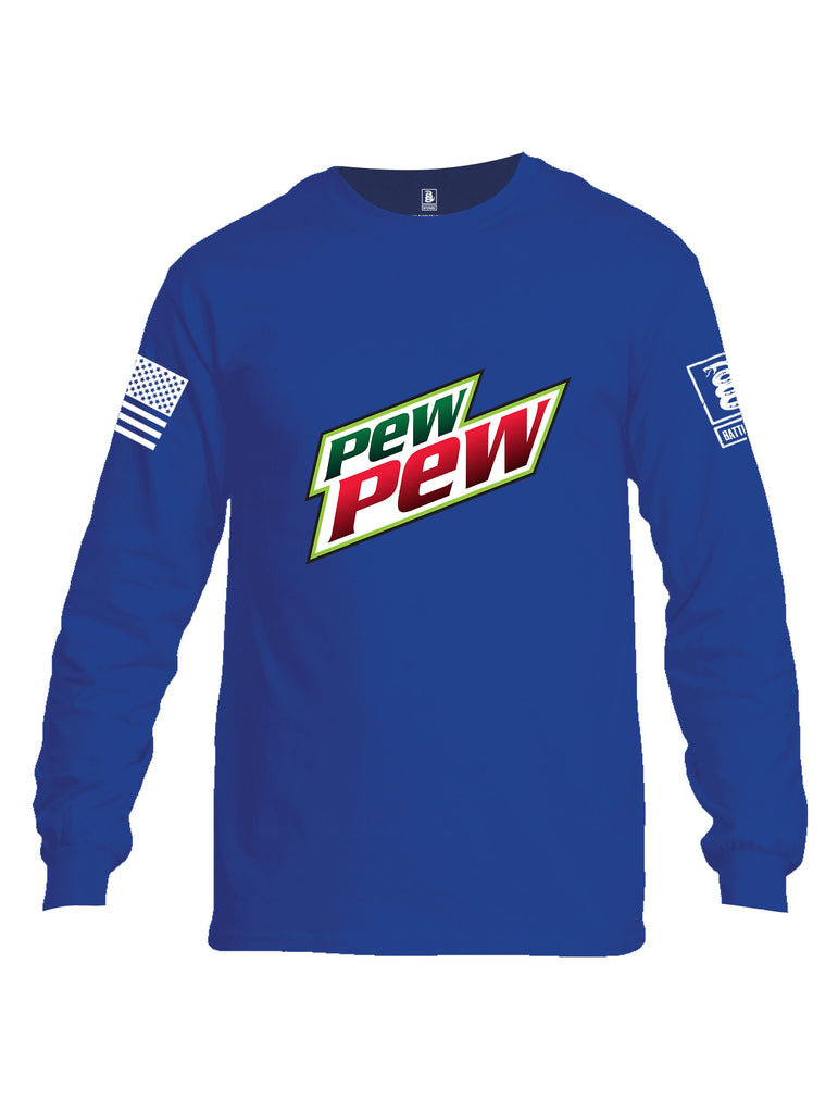 Battleraddle Pew Pew White Sleeves Men Cotton Crew Neck Long Sleeve T Shirt