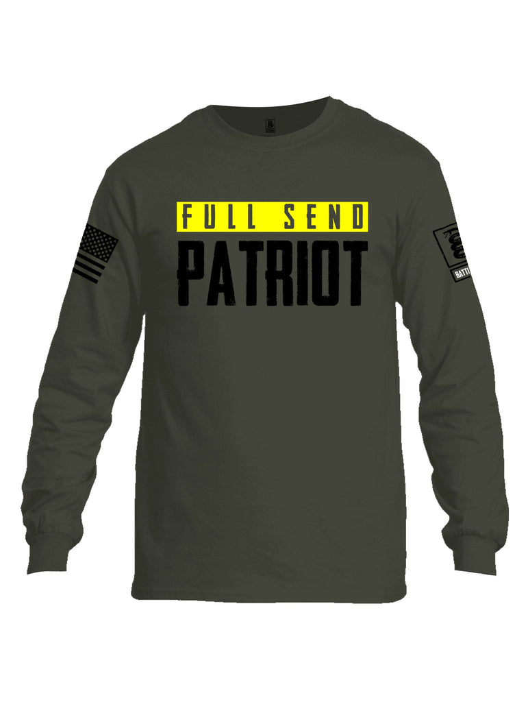 Battleraddle Full Send Patriot Black Sleeves Men Cotton Crew Neck Long Sleeve T Shirt