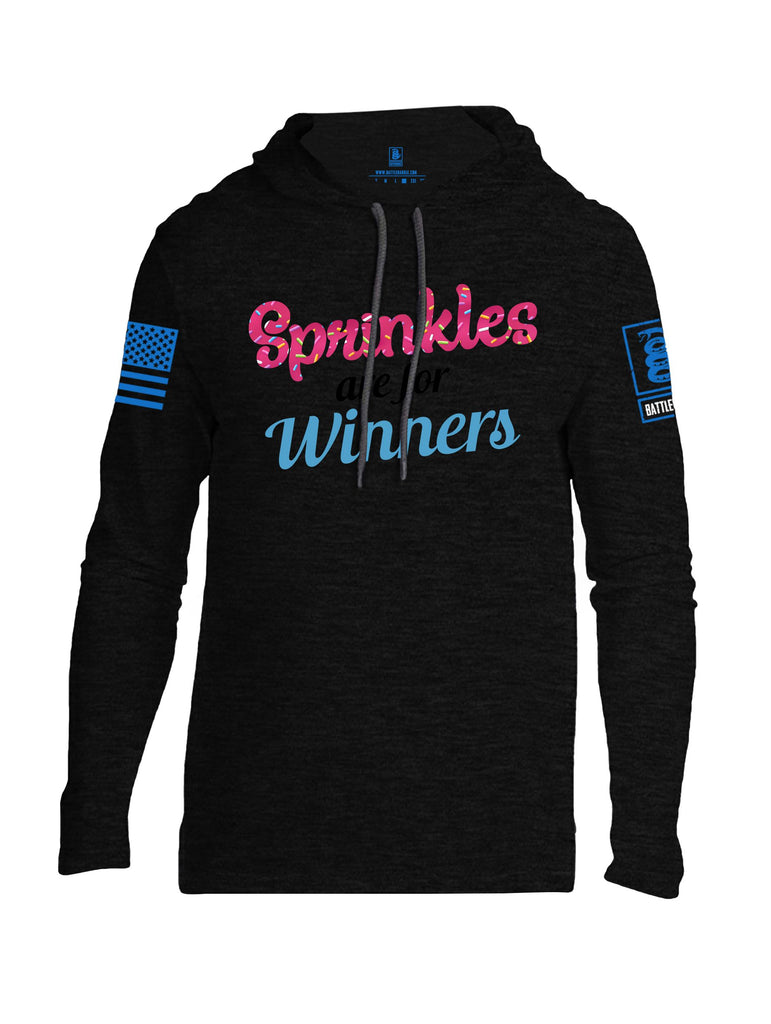 Battleraddle Sprinkles Are For Winners  Mid Blue Sleeves Men Cotton Thin Cotton Lightweight Hoodie