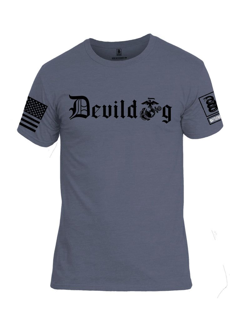 Battleraddle Devildog Marine Black Sleeves Men Cotton Crew Neck T-Shirt