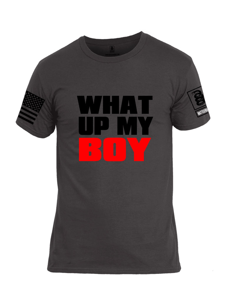 Battleraddle What Up My Boy  Black Sleeves Men Cotton Crew Neck T-Shirt