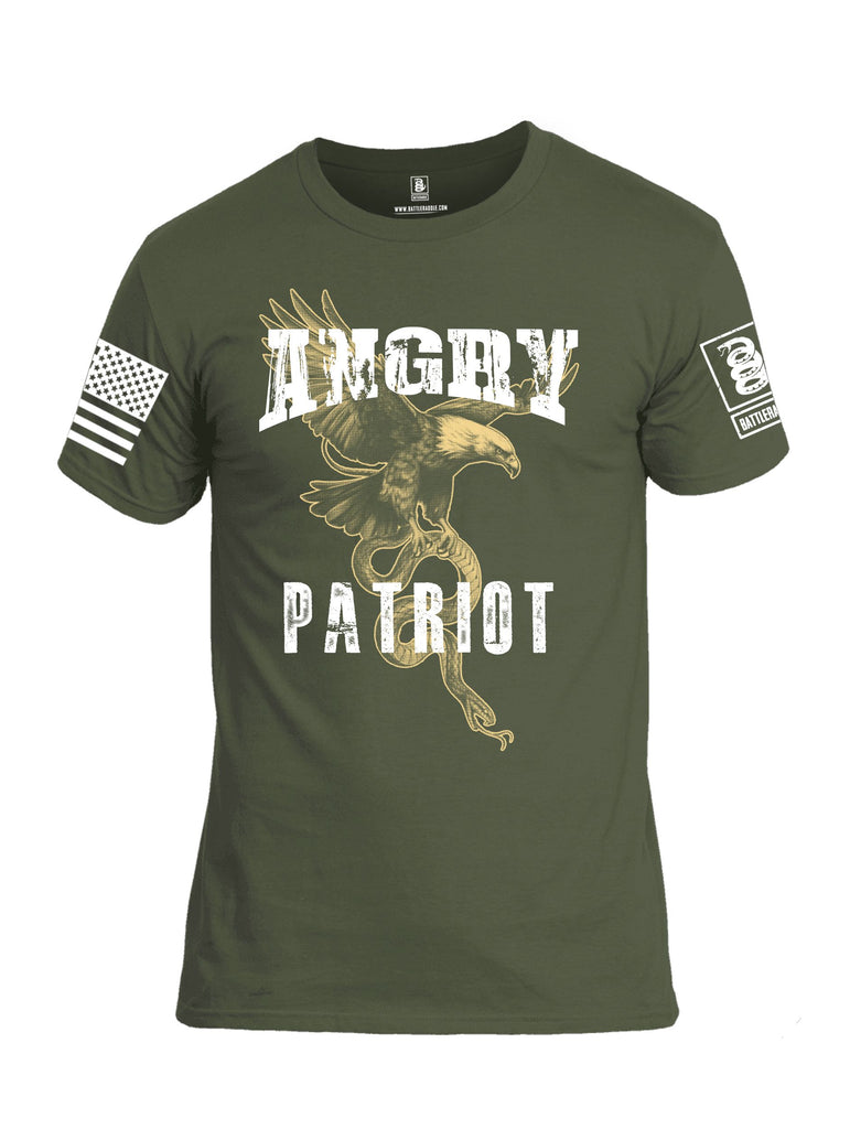 Battleraddle Angry Patriot Eagle  White Sleeves Men Cotton Crew Neck T-Shirt