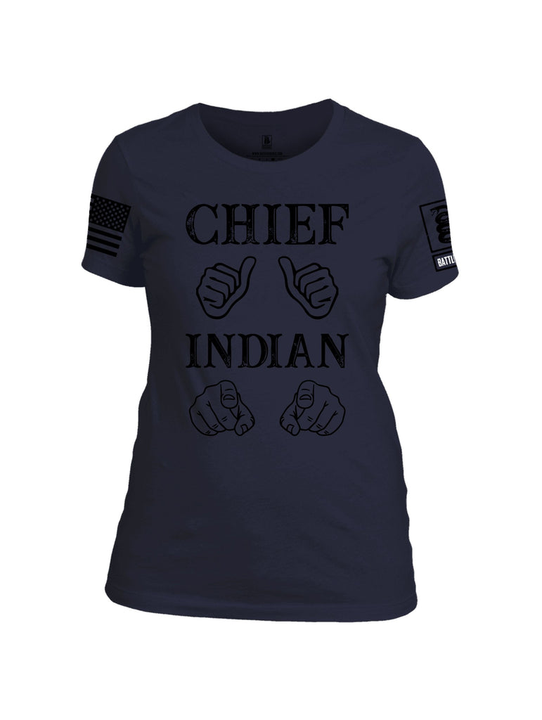 Battleraddle Chief Indian  Black Sleeves Women Cotton Crew Neck T-Shirt