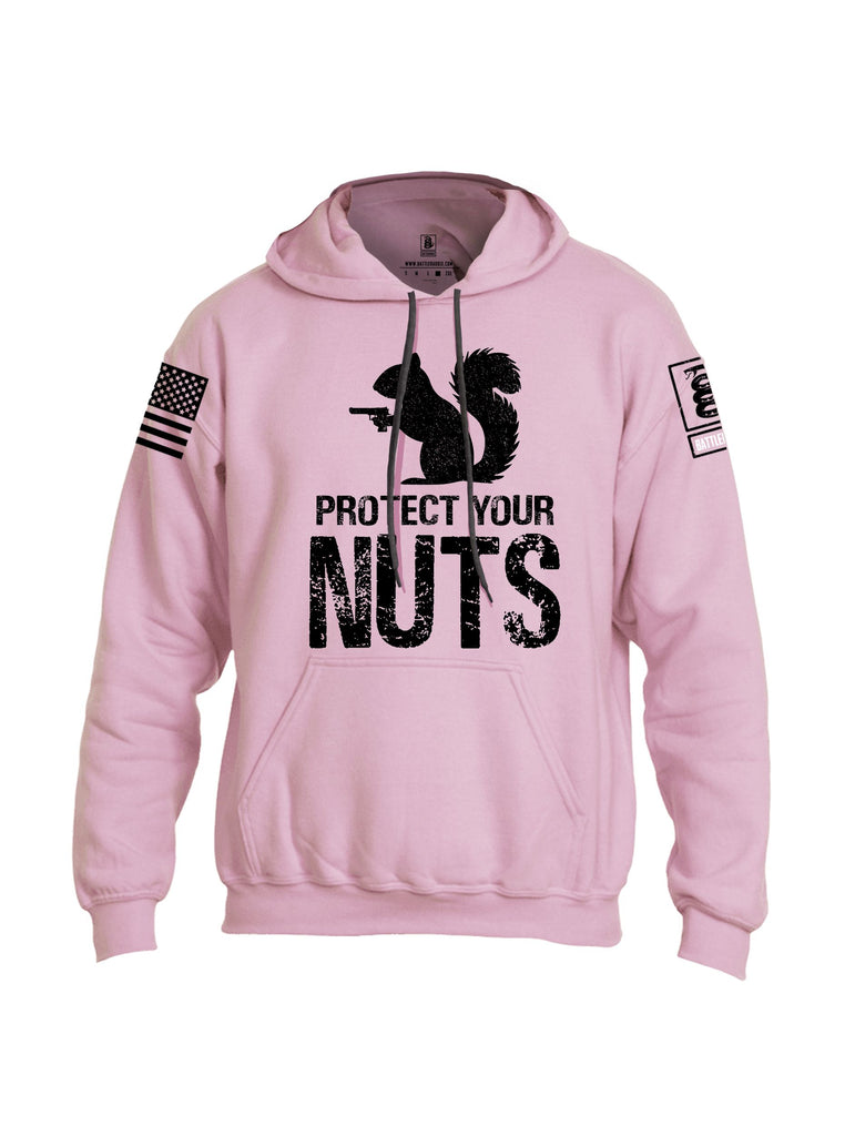 Battleraddle Protect Your Nuts  Black Sleeves Uni Cotton Blended Hoodie With Pockets