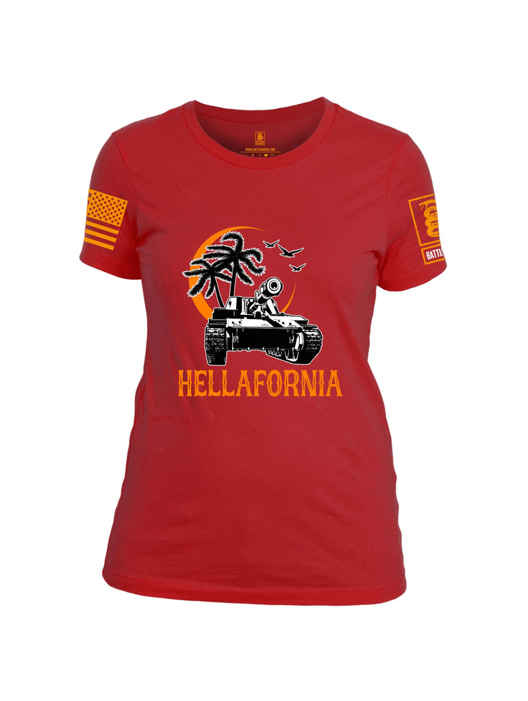 Battleraddle Hellafornia Orange Sleeves Women Cotton Crew Neck T-Shirt