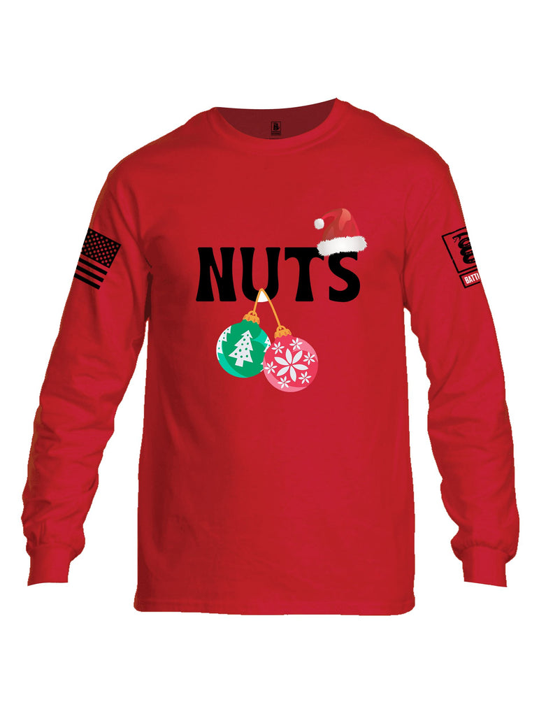 Battleraddle Nuts Christmas Black Sleeves Men Cotton Crew Neck Long Sleeve T Shirt