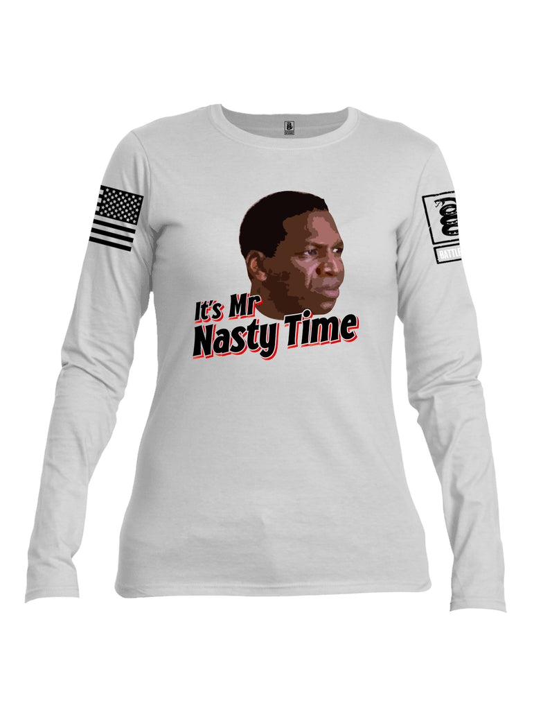 Battleraddle Its Mr Nasty Time Black Sleeves Women Cotton Crew Neck Long Sleeve T Shirt