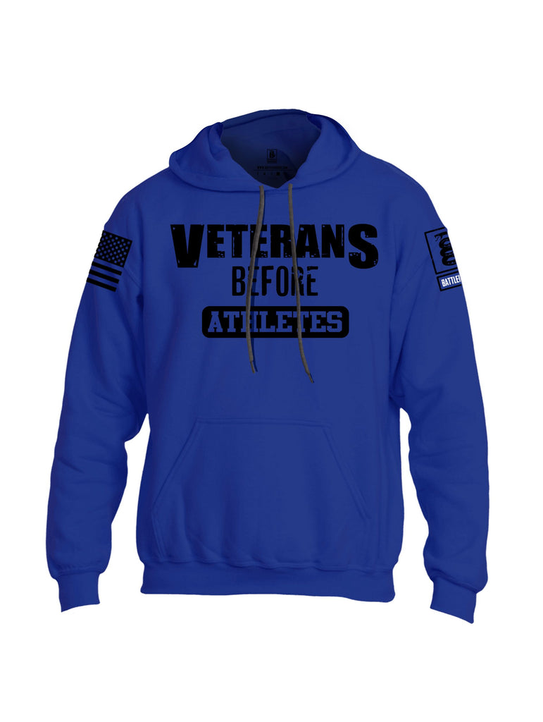 Battleraddle Veterans Before Athletes Black Sleeves Uni Cotton Blended Hoodie With Pockets