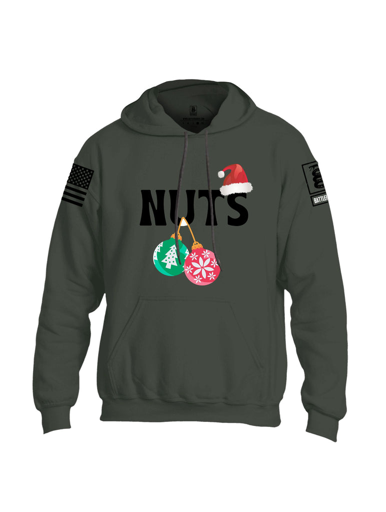 Battleraddle Nuts Christmas Black Sleeves Uni Cotton Blended Hoodie With Pockets
