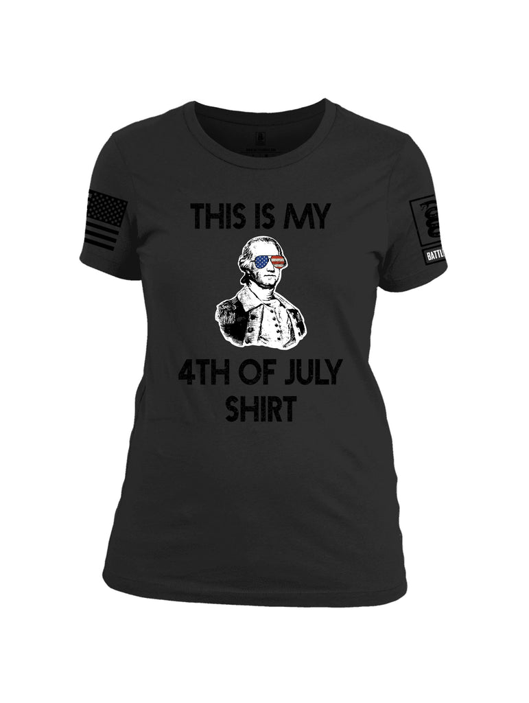 Battleraddle This Is My 4Th Of July Shirt  Black Sleeves Women Cotton Crew Neck T-Shirt