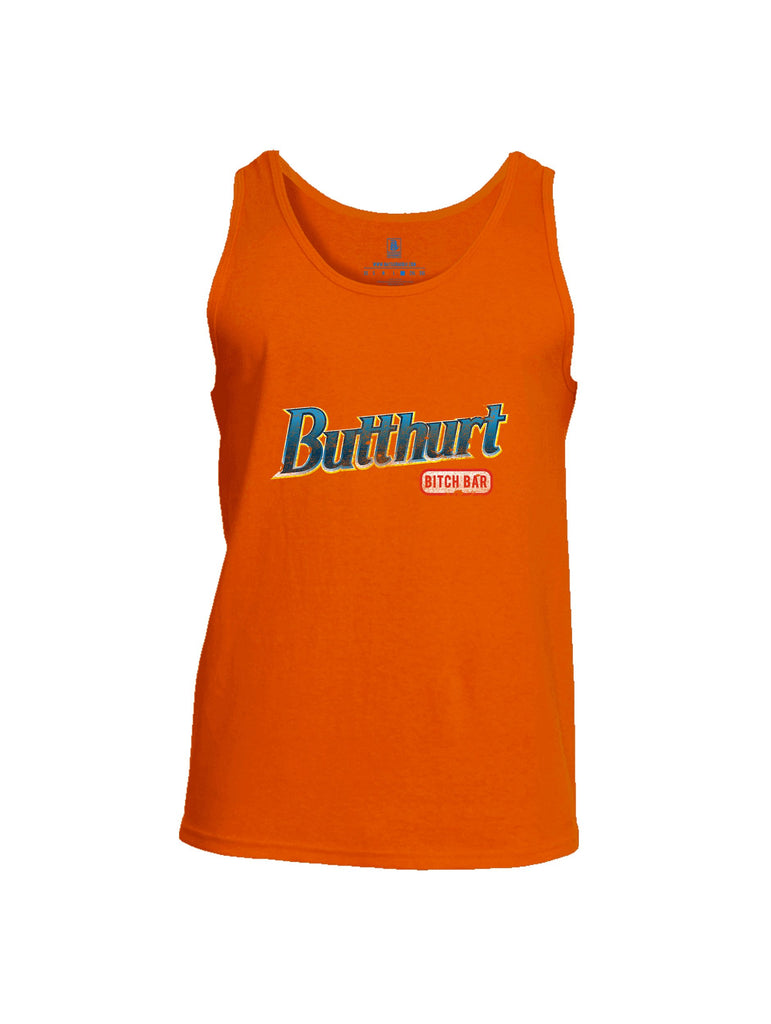 Battleraddle Butthurt Bitch Bar  Mid Blue Sleeves Men Cotton Cotton Tank Top