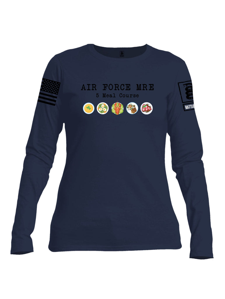 Battleraddle Air Force Mre 5 Meal Course Black Sleeves Women Cotton Crew Neck Long Sleeve T Shirt