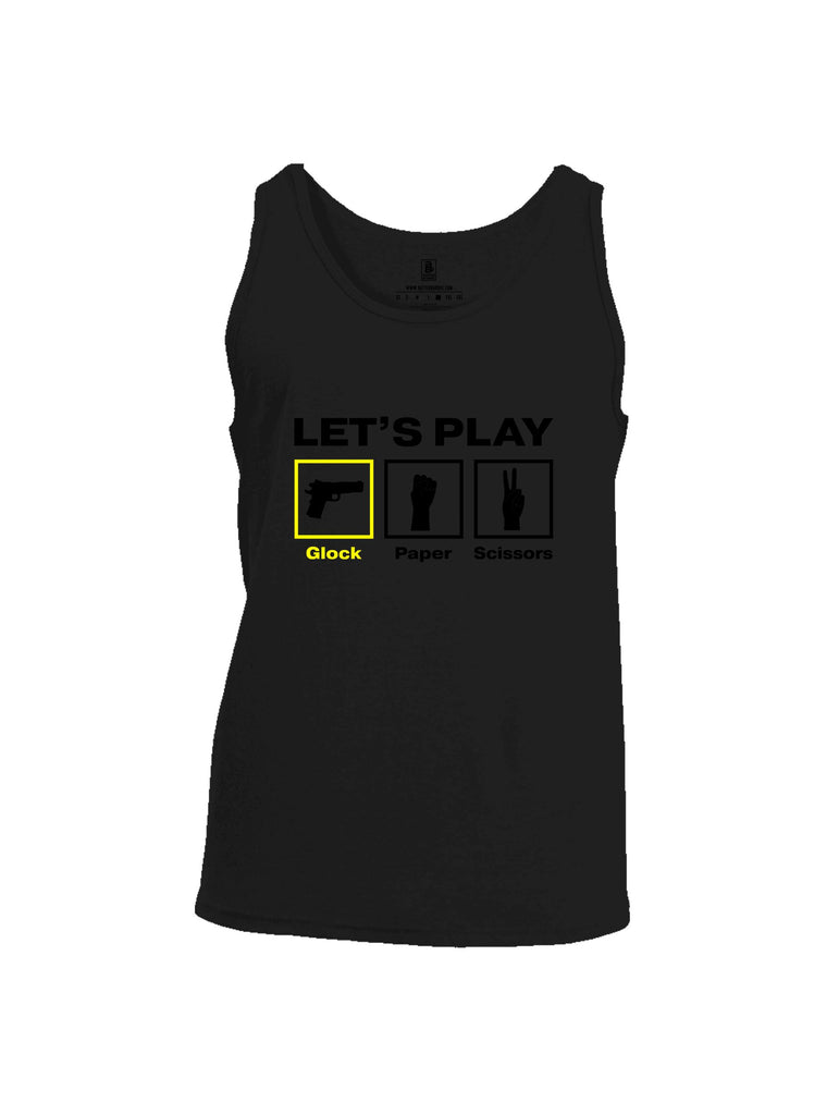 Battleraddle Let'S Play Glock Paper Scissors Black Sleeves Men Cotton Cotton Tank Top