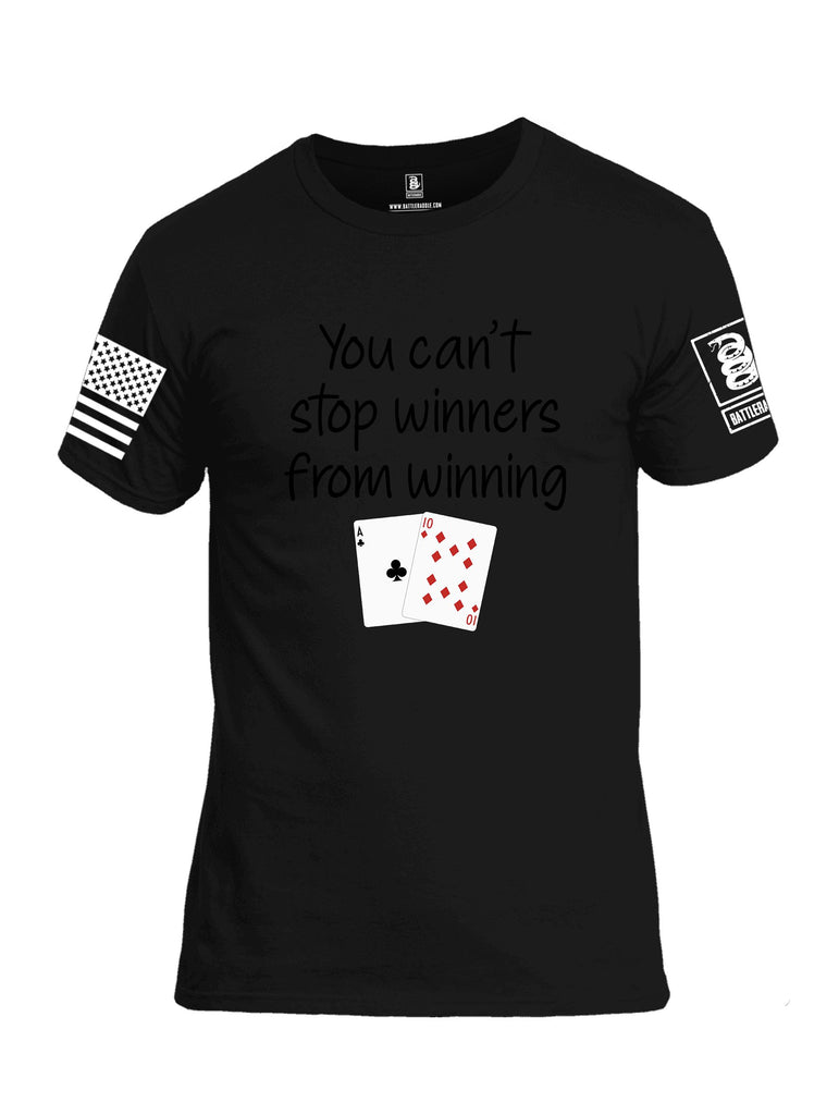 Battleraddle You Can'T Stop Winners From Winning White Sleeves Men Cotton Crew Neck T-Shirt