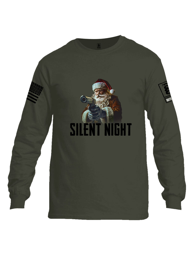 Battleraddle Silent Night Black Sleeves Men Cotton Crew Neck Long Sleeve T Shirt