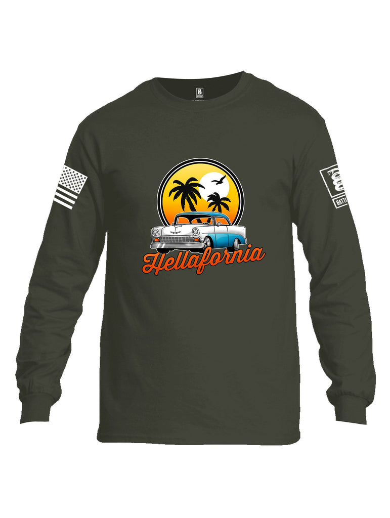 Battleraddle Hellafornia Chevy 56 White Sleeves Men Cotton Crew Neck Long Sleeve T Shirt