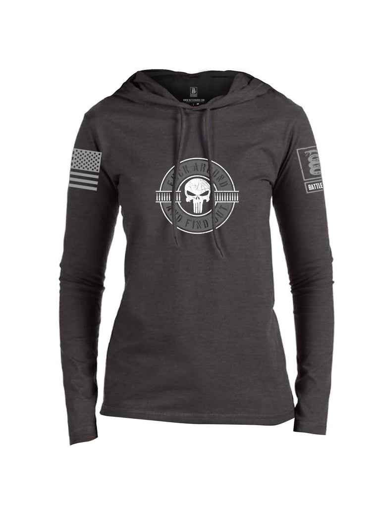 Battleraddle Faafo Punisher Grey Sleeves Women Cotton Thin Cotton Lightweight Hoodie