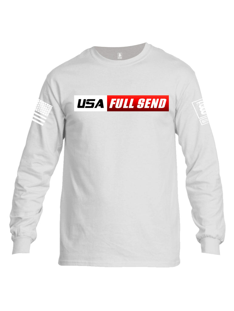 Battleraddle Usa Full Send White Sleeves Men Cotton Crew Neck Long Sleeve T Shirt