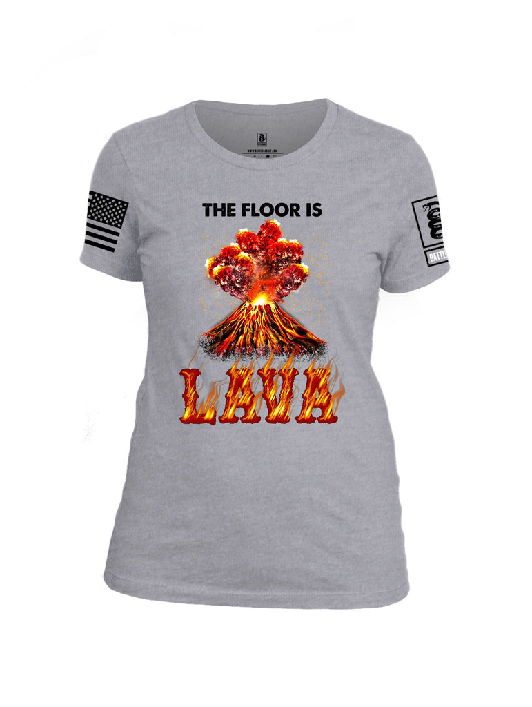 Battleraddle The Floor Is Lava Black Sleeves Women Cotton Crew Neck T-Shirt