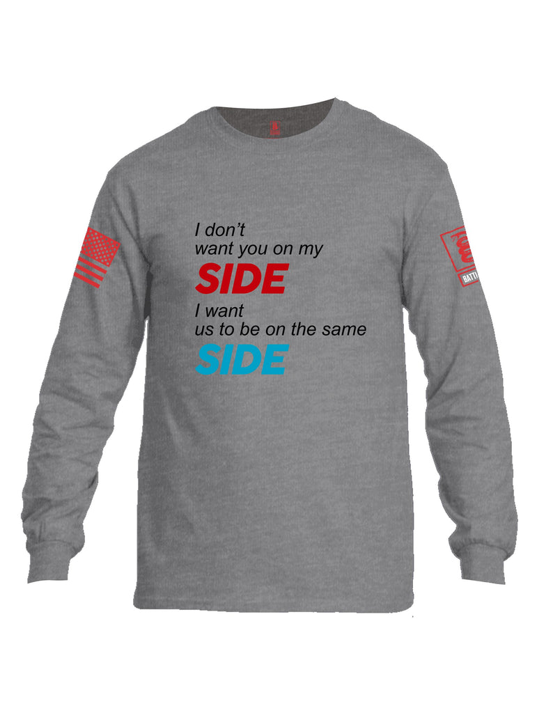 Battleraddle I Don'T Want You On My Side Red Sleeves Men Cotton Crew Neck Long Sleeve T Shirt