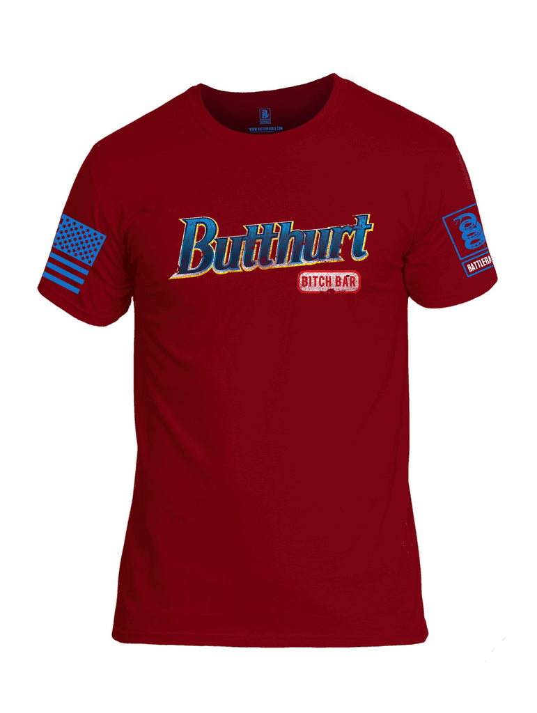 Battleraddle Butthurt Bitch Bar  Mid Blue Sleeves Men Cotton Crew Neck T-Shirt