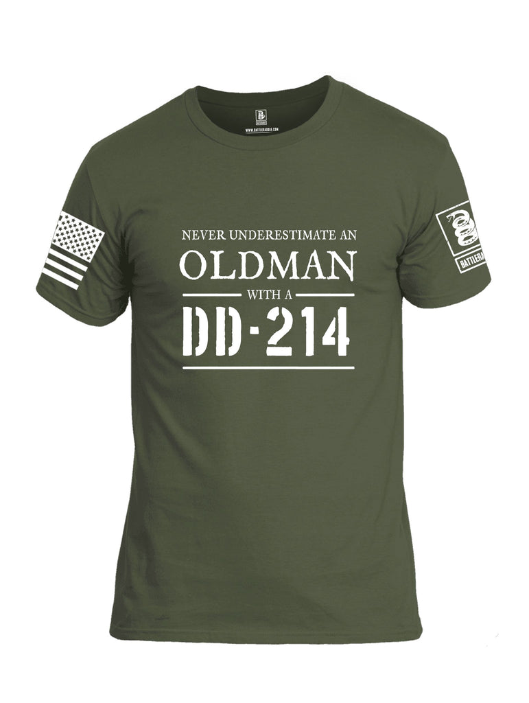 Battleraddle Never Underestimate An Old Man And A Dd214 White Sleeves Men Cotton Crew Neck T-Shirt