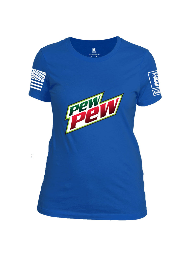 Battleraddle Pew Pew White Sleeves Women Cotton Crew Neck T-Shirt