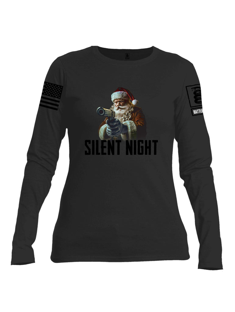 Battleraddle Silent Night Black Sleeves Women Cotton Crew Neck Long Sleeve T Shirt