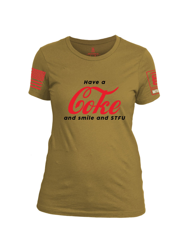 Battleraddle Have A Coke  Red Sleeves Women Cotton Crew Neck T-Shirt