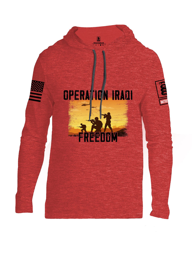 Battleraddle Operation Iraqi Freedom Soldiers Black Sleeves Men Cotton Thin Cotton Lightweight Hoodie