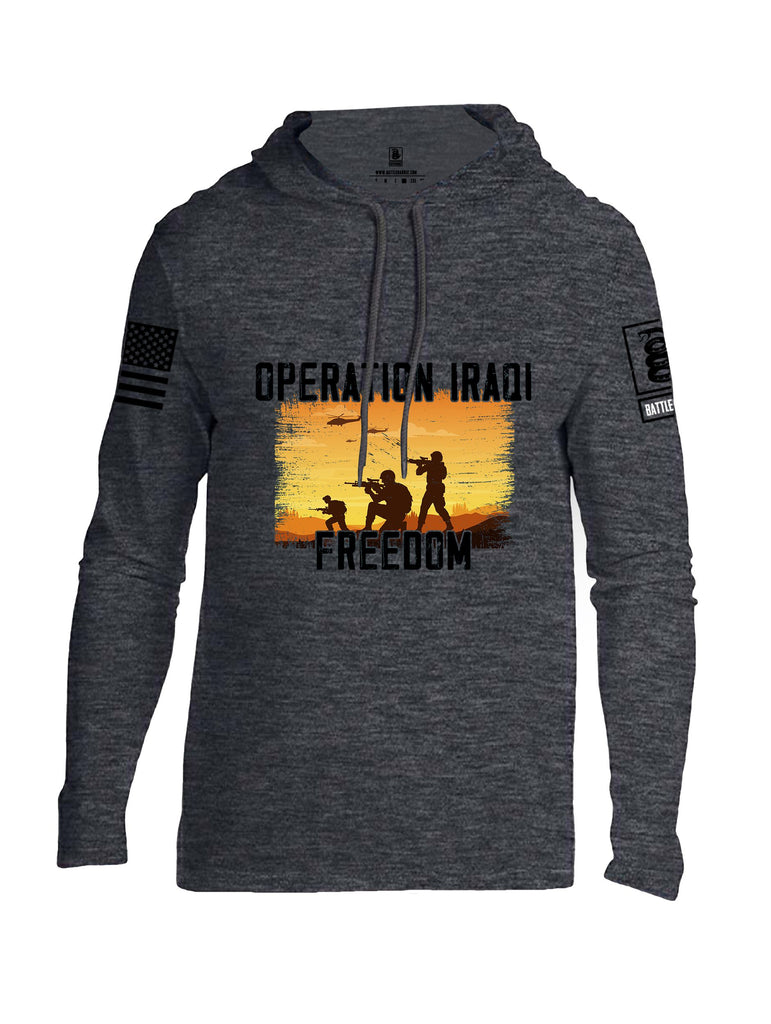 Battleraddle Operation Iraqi Freedom Soldiers Black Sleeves Men Cotton Thin Cotton Lightweight Hoodie