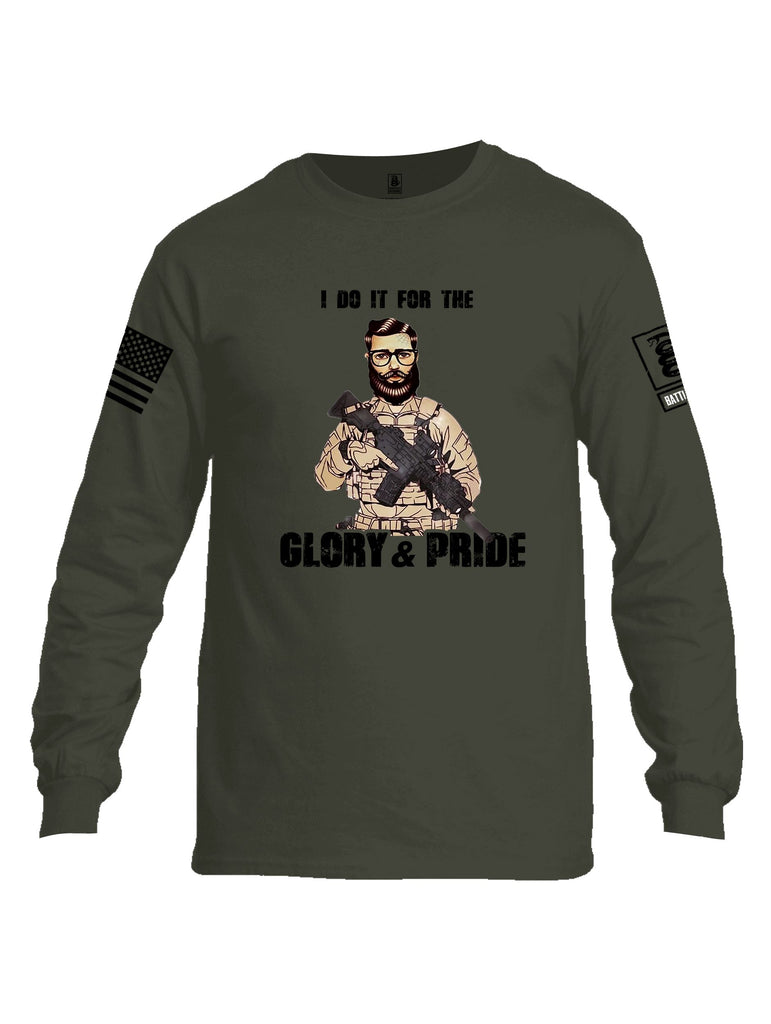 Battleraddle I Do It For The Glory And Pride Black Sleeves Men Cotton Crew Neck Long Sleeve T Shirt