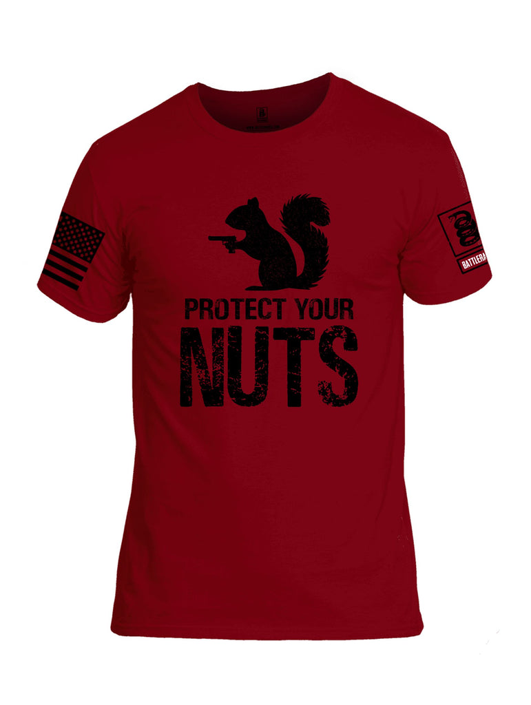 Battleraddle Protect Your Nuts  Black Sleeves Men Cotton Crew Neck T-Shirt