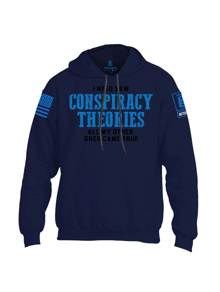 Battleraddle I Need New Conspiracy Theories Mid Blue Sleeves Uni Cotton Blended Hoodie With Pockets