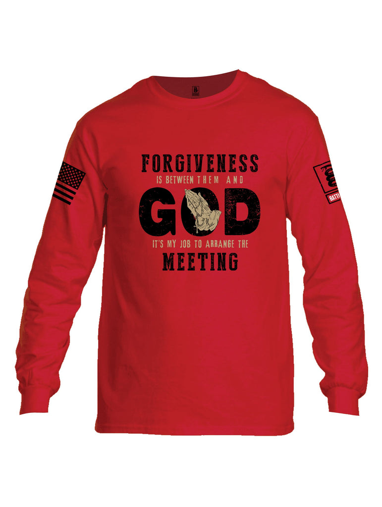 Battleraddle Forgiveness Is Between Them  Black Sleeves Men Cotton Crew Neck Long Sleeve T Shirt