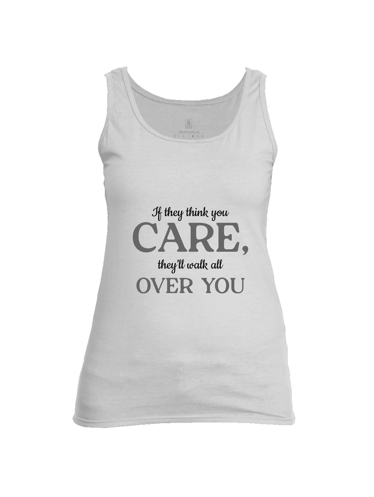 Battleraddle If They Think You Care Grey Sleeves Women Cotton Cotton Tank Top