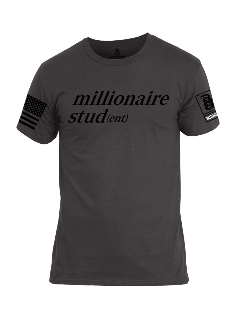 Battleraddle Millionaire Student Black Sleeves Men Cotton Crew Neck T-Shirt