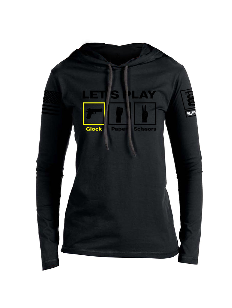 Battleraddle Let'S Play Glock Paper Scissors Black Sleeves Women Cotton Thin Cotton Lightweight Hoodie