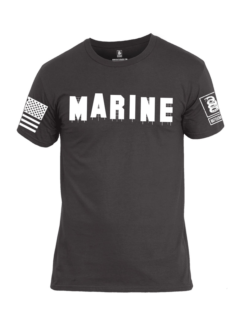 Battleraddle Marine Hollywood White Sleeves Men Cotton Crew Neck T-Shirt