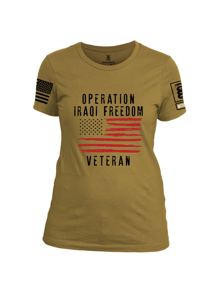 Battleraddle Operation Iraqi Freedom Veteran Black Sleeves Women Cotton Crew Neck T-Shirt